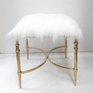 Stainless Steel Foam and Fabric Material Golden Plated <b>Ottoman</b> <b>Stool</b> Furniture Accessories Square Shape <b>Ottoman</b> <b>Stool</b> - Product Image 1