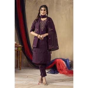Ensemble élégant Kurti, pantalon et dupatta pour femmes - Product Image 6