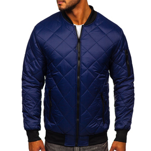Blouson bomber matelassé bleu pour homme avec fermeture éclair, coupe-vent, vêtement d'extérieur décontracté, idéal pour l'automne - Product Image 5