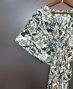 Nuevo Kaftán con Estampado Animal, Cuello en V, Cierre con Cordón, Corte Evase, de Algodón Suave Indio, con Encaje, Largo Completo, para Playa, para Mujer - Product Image 5