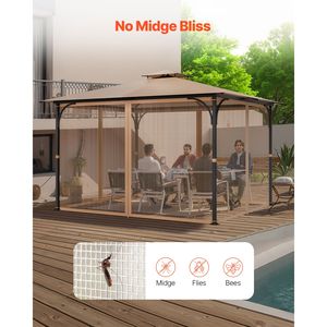 Rete di Ricambio 10x12x7.3 FT per Gazebo da Giardino, Tenda a Rete a 4 Pannelli per Pareti Laterali, Adatta alla Maggior Parte dei Patio e Giardini - Product Image 5