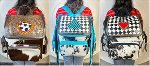 Mochila con flecos de cuero mecanizado a mano de alta calidad Vintage para diseño a cuadros Unisex cuero de vaca genuino Uso de viaje al aire libre - Product Image 2