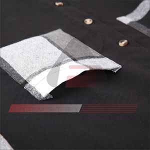 Men's Long Sleeve <b>Patchwork</b> <b>Shirt</b> Color Blocked Casual Regular Fit Woven Fabric Black Gray White Design - Product Image 4