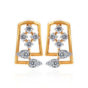 Pendientes de Diamantes Cultivados en Laboratorio y Diseño Geométrico en Oro Amarillo de 18K, Joyería Fina de Lujo para Mujer, Venta al Por Mayor - Product Image 1