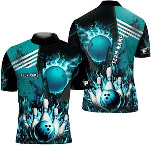 Customized Short Sleeves Sublimation Polo Shirts Full Sublimation Dart Jersey Quick Dry Breathable Black <b>Bowling</b> Polo Shirts - Product Image 4