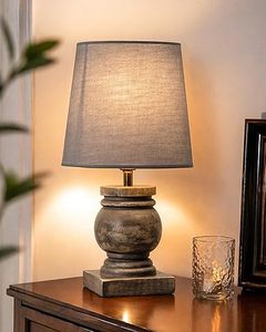 Wooden <b>Table</b> Lamp Fabric Shade Decorative <b>Bedside</b> Torchiere Lamp for Bedroom Living Room - Product Image 5