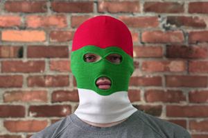 2022 mode hiver bonnets personnalisé couleur bloc acrylique cagoule pour plein visage Protection contre le froid multicolore hiver chapeaux pour le froid - Product Image 4