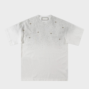 Oversized Rhinestone Cross Acid Wash T <b>Shirt</b> Men Polyester Canvas Heavyweight Quick Dry Vintage Streetwear <b>Y2K</b> Graphic Tee - Product Image 2