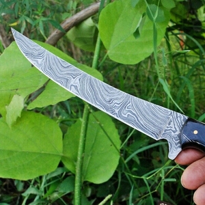 Cuchillo de filetear de acero de Damasco hecho a mano OEM, cuchillo de pesca de hoja fija con mango de palisandro y cuerno, funda de cuero genuino, venta al por mayor - Product Image 4