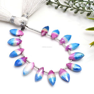 Cuentas de piedras preciosas con forma de marquesa facetadas de piedra lunar Bio Natural Premium, 4 pulgadas, 11x5mm-12x6mm, hebra hecha a mano, fabricación de pulseras de joyería - Product Image 1