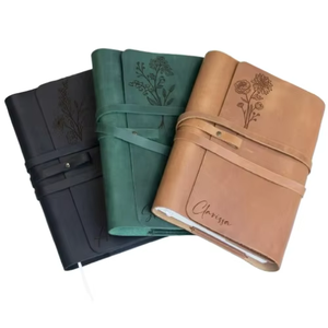 Personalized Birth Flower Leather Handmade 8x6 Inch Journal Custom Name Prayer Wellness Gratitude Refillable <b>Notebook</b> Gift <b>Blank</b> - Product Image 1