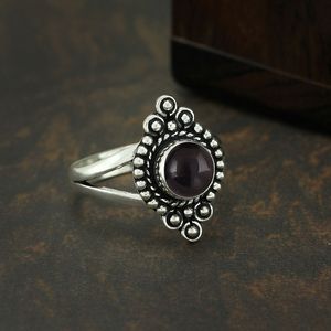 Bague pour femme GOURIK en argent sterling 925, sertie d'onyx noir, oxydée, taille ovale, faite à la main, style vintage - Product Image 3