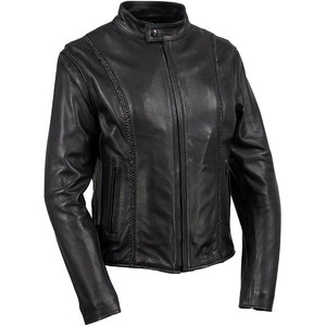 Chaqueta de Motociclista Clásica de Cuero Premium para Mujer, Estilo MC, SAMROZ SPORTS - Product Image 2