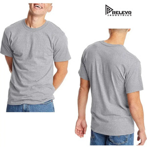 T-shirt en coton pour homme Relevo Industries, coupe classique, col rond, manches courtes, imprimé, logo sur le devant, gris, jersey décontracté, tricoté - Product Image 1
