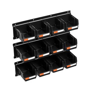<b>Wall</b> Mounted <b>Storage</b> Bins 12 Plastic 3 Metal Rails <b>Hanging</b> Stackable <b>Storage</b> Bin Screws Nuts Bolts Product Category <b>Wall</b> <b>Storage</b> - Product Image 6