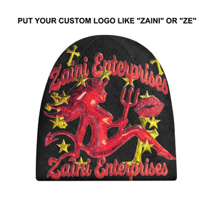 Gorro Unisex ZAINI ZI-032 de Punto Acrílico Premium de 320 GSM, Color Negro, con Bordado de Estilo Característico, Etiqueta Tejida y Parche de Goma Personalizado - Product Image 6