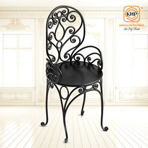 European Classical Wrought Iron Chair Table Garden Sets Hand Forged Powder Coated Floral Leaf Eco-Friendly Outdoor Furniture - Product Image 1