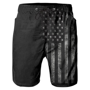 Shorts de bain unisexes à séchage rapide, sublimés, style hawaïen, couleur unie, taille élastique, respirants, en polyester/coton tricoté - Product Image 1