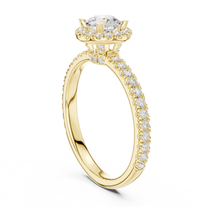 Anillo de compromiso clásico para mujer con halo oculto de diamantes cultivados en laboratorio, chapado en oro de 14K/18K y rodio, 1.17Ct DEF VVS, ODM - Product Image 4