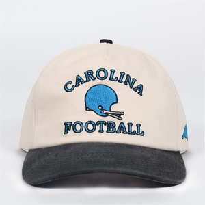 Custom Embroidered Logo Baseball Cap Trendy Vintage Snapback with Stretchable Brim 100% cotton 5-Panel <b>Hat</b> - Product Image 1