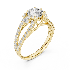 Rose Gold Plated Diamond <b>Ring</b> <b>Split</b> Shank Round Brilliant Cut Women Jewelry for Wedding Anniversary Gift - Product Image 2