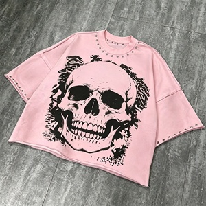 T-shirt Homme Personnalisé Col Rond Côtelé Uni Anti-boulochage 100% Coton 240 g/m² Lavé Coupe Courte Boxy Effet Vieilli Vintage Style Urbain Hip-Hop - Product Image 2