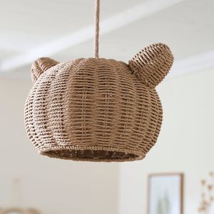 Lampe suspendue en jonc de mer pour chambre de bébé, lampe suspendue tissée naturelle, luminaire de plafond en fibre naturelle pour chambre à coucher et chambre d'enfant - Product Image 3