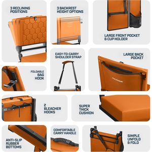 Folding <b>Reclining</b> Bleacher <b>Seat</b> with Back Support for Stadiums - Product Image 4
