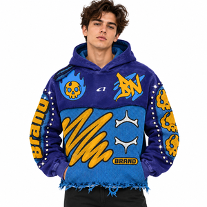 Ensemble jogging à capuche graphique personnalisé pour homme style streetwear Y2K, imprimé vieilli avec détails cloutés, survêtement décontracté, sweats à capuche de créateur OEM - Product Image 6