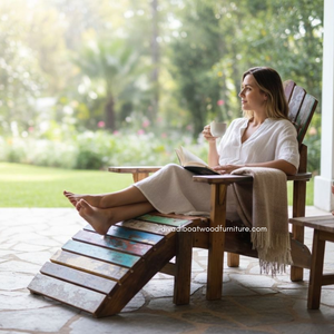 เก้าอี้ไม้รีไซเคิลสไตล์เรสติกสีธรรมชาติพร้อมพนักพิง สำหรับริมสระน้ำ ชายหาด รีสอร์ท โรงแรม วิลล่า สวน ลานบ้าน - Product Image 5