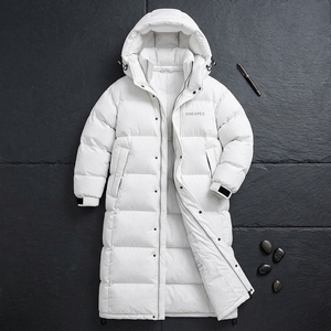 Manteau long matelassé blanc unisexe ONEAPEX, veste d'hiver à capuche, style épais, chaud pour l'extérieur, streetwear, logo personnalisé - Product Image 2