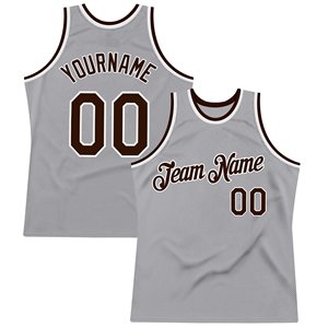 Maillot de basket-ball en maille grise personnalisé avec bordure verte, nom et numéro de l'équipe, respirant, unisexe, vêtements pour adultes - Product Image 5