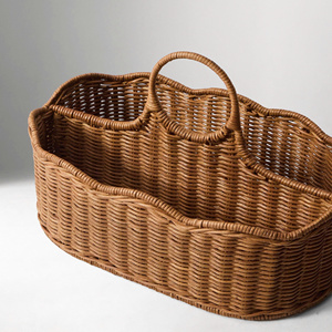 Wholesale Handmade Rattan Diaper <b>Basket</b> for Baby Nursery Storage and Home Organization Premium Woven Diaper Caddy <b>Basket</b> - Product Image 3