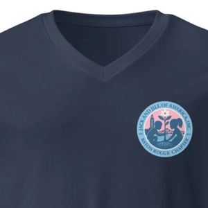 T-shirt unisexe décontracté bleu marine à col en V et manches courtes avec logo – Vêtement streetwear tendance en coton doux pour le quotidien et les activités de plein air - Product Image 6