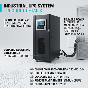 UPS Modular Trifásico de Alta Eficiencia, Sistema de Alimentación Ininterrumpida Trifásico en Línea para Centro de Datos, 40KVA, 50Hz, 1500V, Dieléctrico - Product Image 1