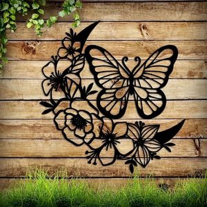 CIFbuy Scultura da Parete in Ferro Stile Bohemien con Fasi Lunari e Farfalle, Decorazione da Interno/Esterno Impermeabile in Metallo, Regalo Perfetto - Product Image 1