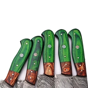 Custom Hand Forged Japanese Style Damascus Steel Chef <b>Knife</b> <b>Set</b> Pakka Wood Eco-Friendly <b>Sharp</b> Blade Daily Kitchen Use Fruit - Product Image 2