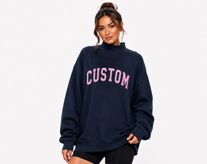 Nueva Sudadera Oversize para Mujer con Cuello Alto y Manga Larga, Logotipo Personalizado con Apliques, Ecológica y de Secado Rápido - Product Image 1