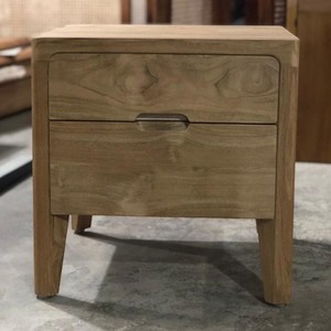 Custom Midcentury Modern Fluted Solid TPK <b>Teak</b> Wood Nightstand with 2 Drawers Anti-Warp Handmade Eco Friendly Bedroom Furniture - Product Image 5