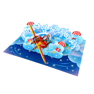 Carte de Noël 3D Pop-Up Avion Joyeux Noël, Carte Artisanale 3D en Papier Découpé, Design Thème Hiver, Artisanat en Papier - Product Image 5