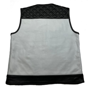 Chaleco de Motociclista para Hombre, Talla Grande, Cuello en V, Acolchado, Negro y Gris, con Bolsillos, Diseño de Calavera, Estilo Otoñal - Product Image 2