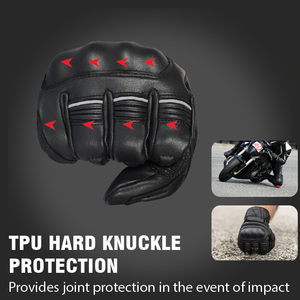 Guantes de Motocicleta de Invierno de Cuero Genuino Personalizados OEM, Guantes de Motociclista con Protección de Nudillos Duros - Product Image 2