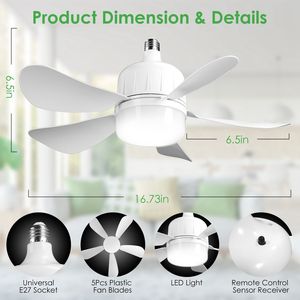 Ventilatore da soffitto a LED dimmerabile da 12 W con luci e controllo della temperatura del colore - 3 velocità del ventilatore - Product Image 6