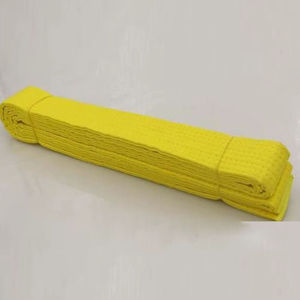 Ceintures de Taekwondo vertes et jaunes 100% coton, unisexes pour adultes, ceintures d'uniforme d'arts martiaux respirantes, ceintures de karaté unies teintes - Product Image 5