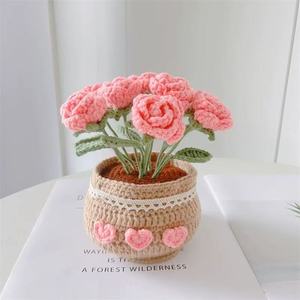 Pot de fleurs en crochet tendance pour femme, ornement floral éternel pour plante parfumée au curcuma avec imprimés animaux et fermeture éclair - Product Image 1