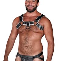 Harnais de poitrine en similicuir noir pour homme avec anneau en D et sangles réglables, costume sexy, taille plus, taille personnalisable