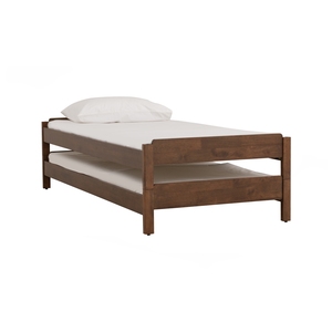 Modern <b>Solid</b> <b>Wood</b> <b>Single</b> <b>Bed</b> Frame Wooden Bedstead Brown Finish Bedroom Furniture Custom Size - Product Image 4