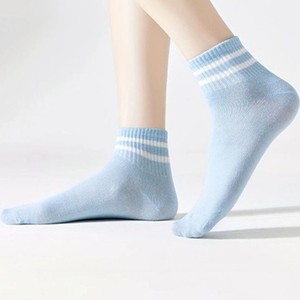 Light Pink Ankle <b>Socks</b> with <b>White</b> Stripes Knitted Anti-Bacterial Breathable <b>Men's</b> Winter Daily Wear Regular Style - Product Image 2