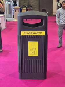 Modern Luxury <b>Square</b> Fiberglass Standing Outdoor Waste Disposal <b>Bin</b> with Decorative Design Black Matt Finish for Hotels Gardens - Product Image 5