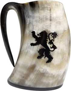 Jarra de cuerno vikinga ecológica en color negro y rubio, hecha a mano con cuerno 100% natural. Personalización disponible. - Product Image 2